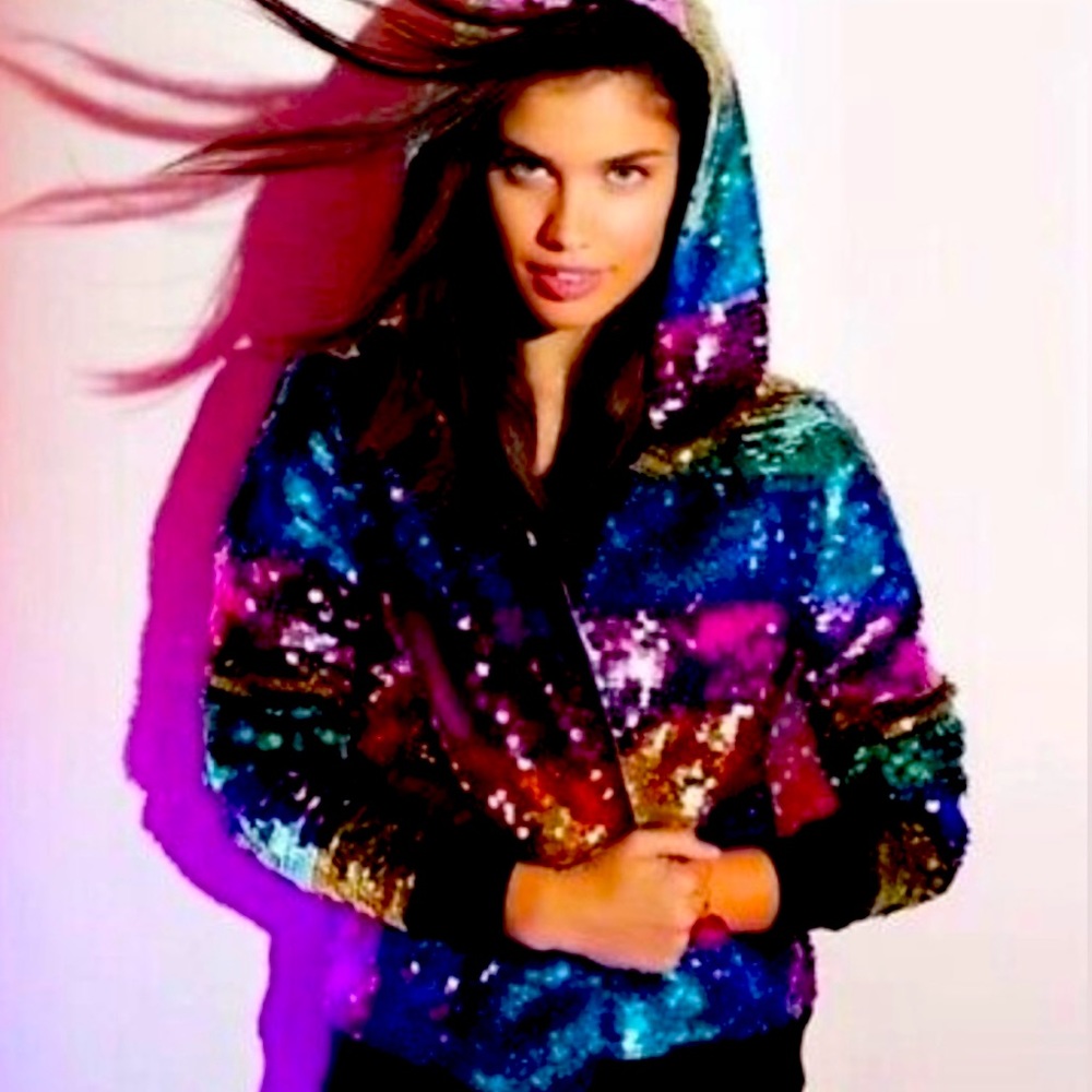 VS Pink Fashion Show Limited Edition Rainbow Ombre Hoodie  NWT